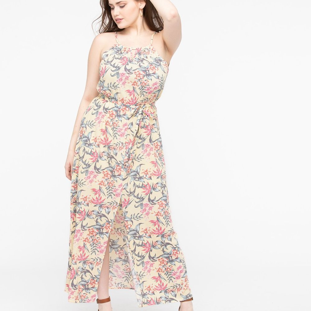 Ricki's Floral Maxi Dress - Cream and Pink